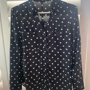 Sheer black polkadot top- long sleeve
